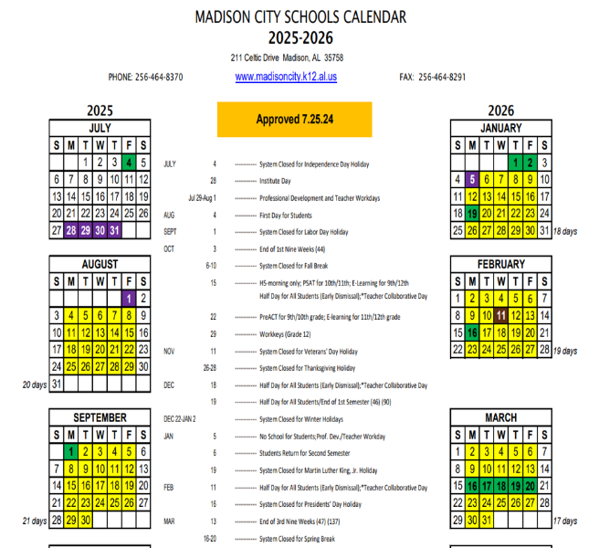  School Year Calendar