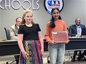 two student national winners Alice Grieve and Harshtha Chander