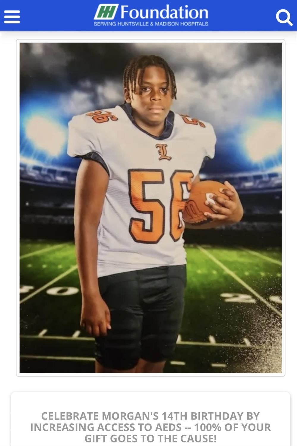 photo of Morgan Williams in football uniform