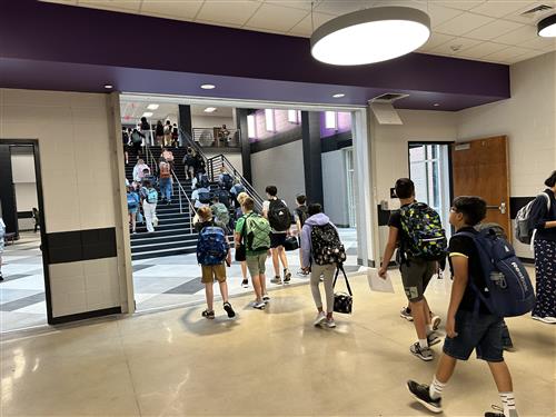 students filling corridors at Journey Middle