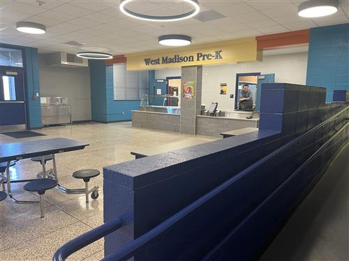 inside view of cafeteria of the new West Madison PreK