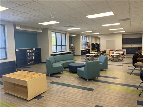 view of the new media center in the renovated Madison City PreK school