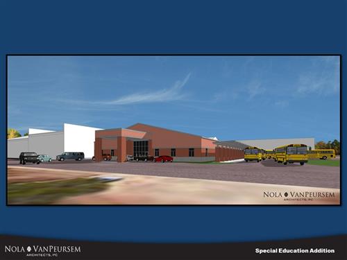 Rendering showing the special education wing on the north side of Bob Jones High School