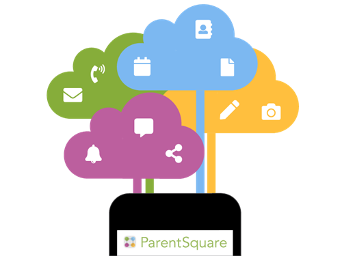 image of clouds with symbols representing text messages, mail, telephone, newsletter, camera and photo