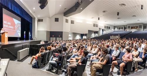 senior class at Bob Jones High School in auditorium
