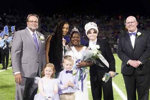 homecoming king and queen with Superintendent Dr. Ed Nichols and Principal Brian Clayton