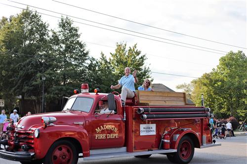 Firetruck with mayor