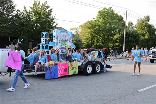 colorful float in parade