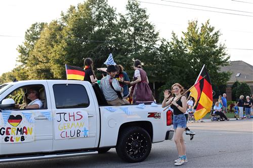 German Club in pickup and marching