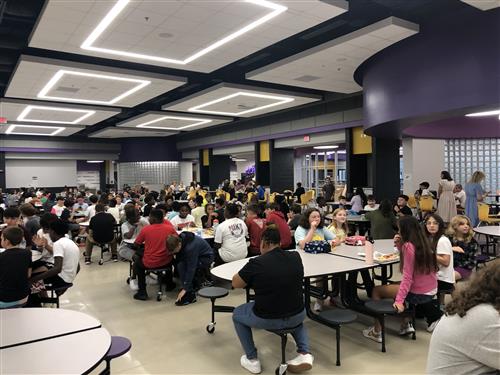 students eating in cafe in the new Journey Middle School in Madison, Ala.