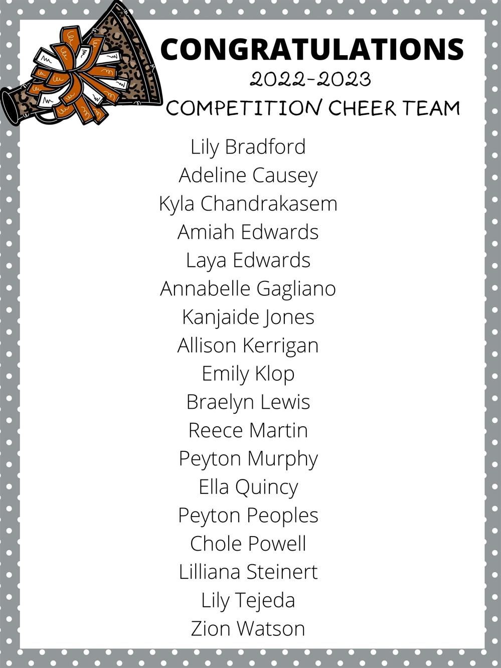 2022-2023 Competition Cheer Team 2022-2023 Competition Cheer Team