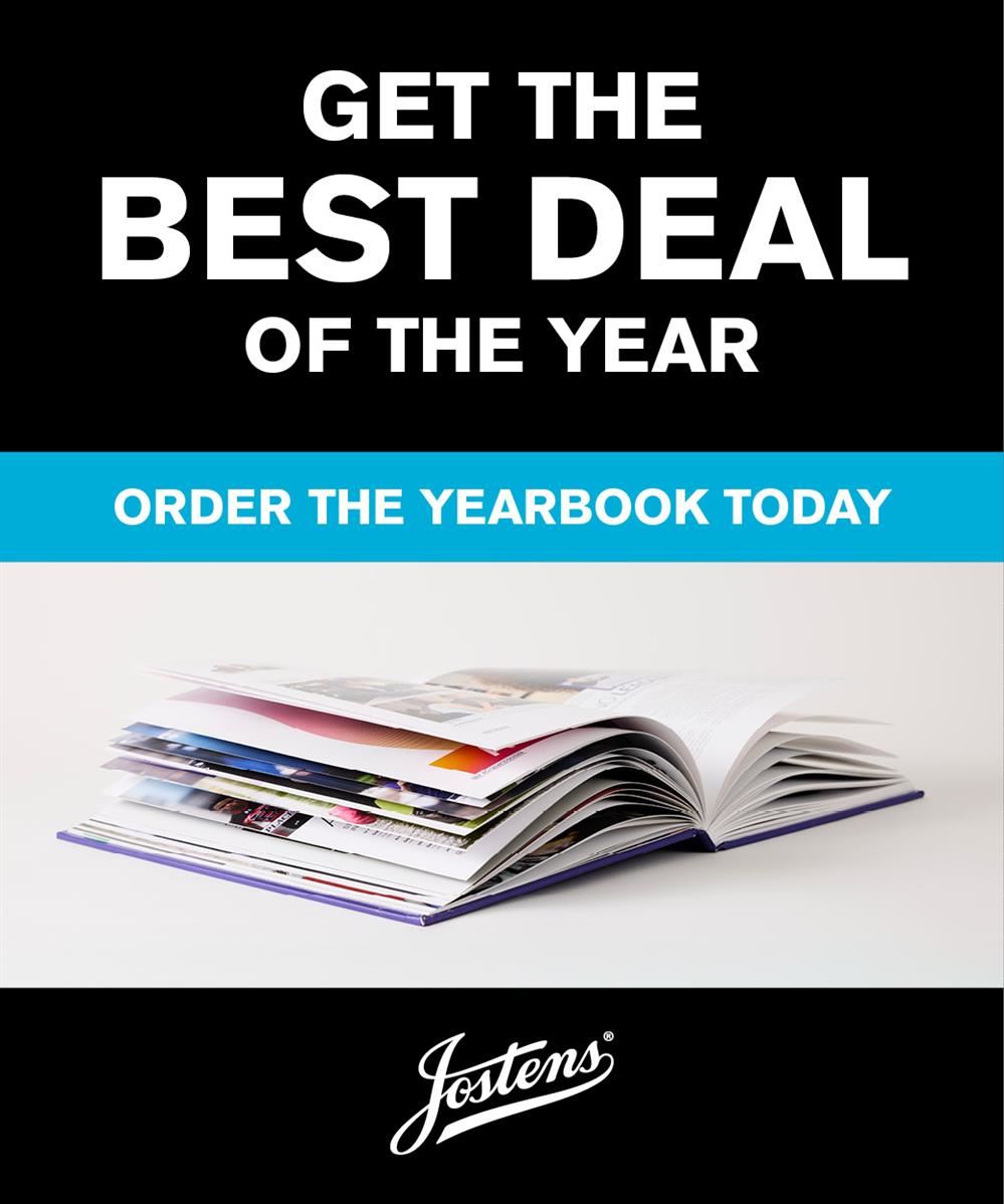  Image of open yearbook with caption Get the best deal of the year. Order the yearbook today
