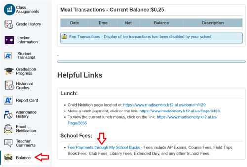 Fee link for school related fees